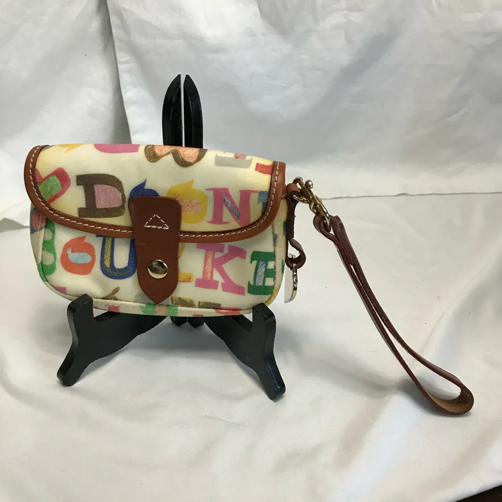Dooney and Bourke Vintage Graffiti Rainbow Flap Wristlet - Picture 1 of 8